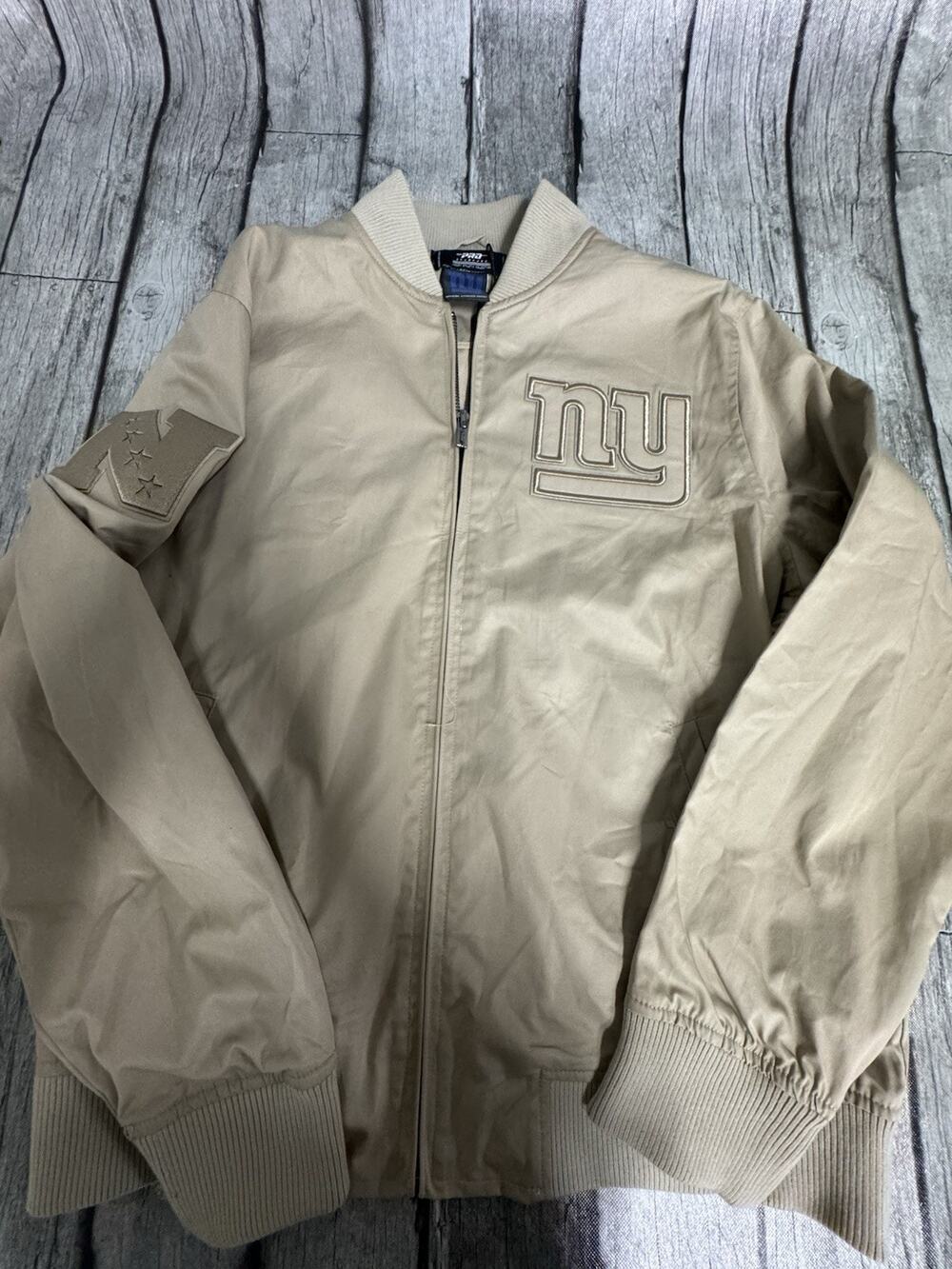 NWT Men’s Pro Standard NEW YORK GIANTS NEUTRAL TWILL JACKET Large Beige